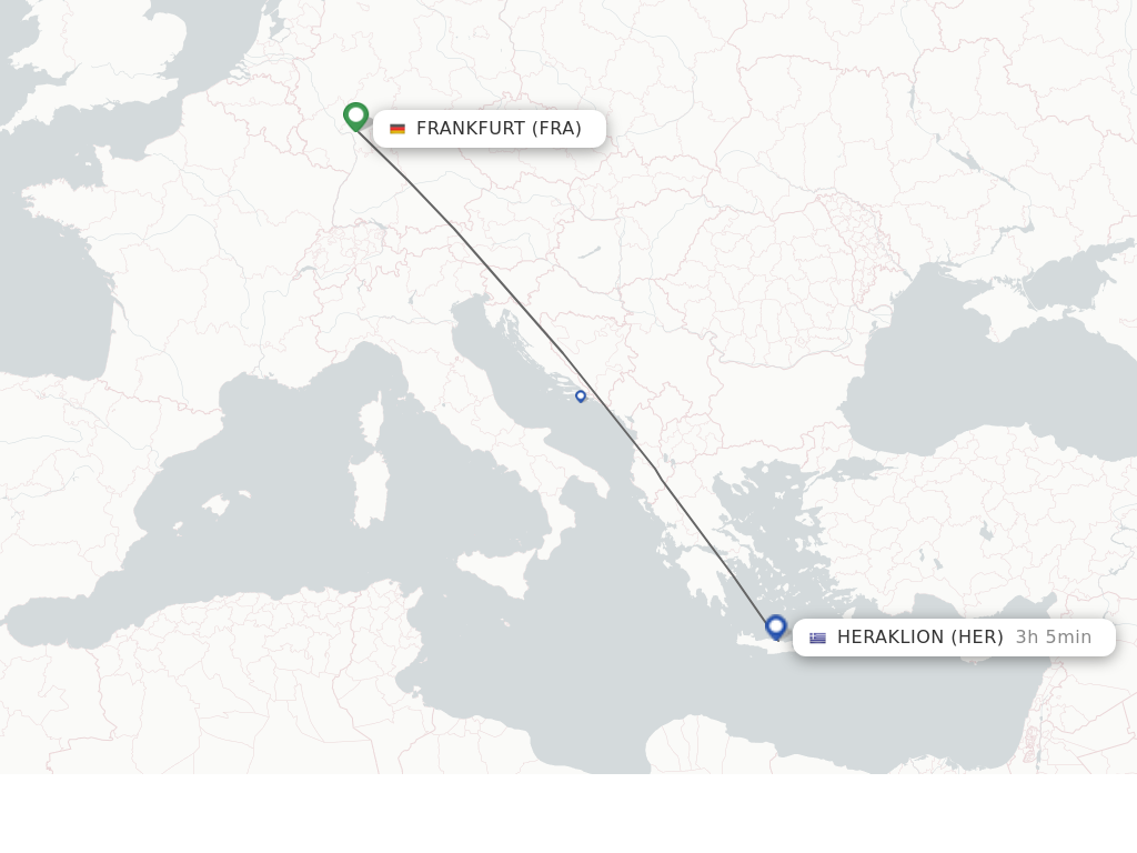Flights from Frankfurt to Heraklion route map