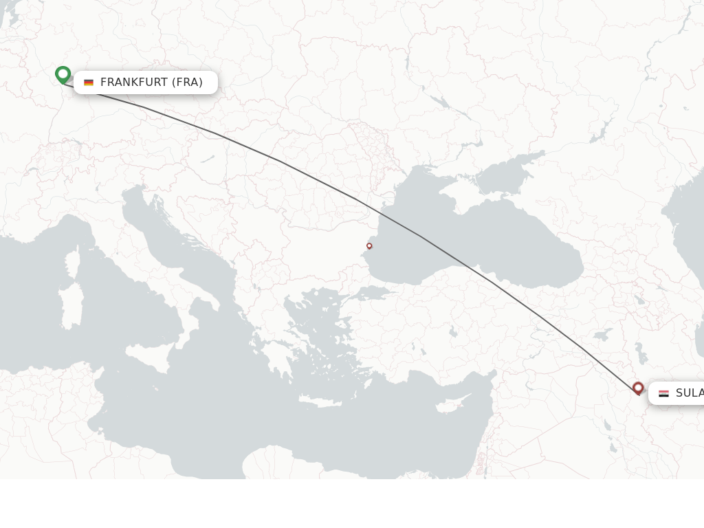 Flights from Frankfurt to Sulaimaniyah route map