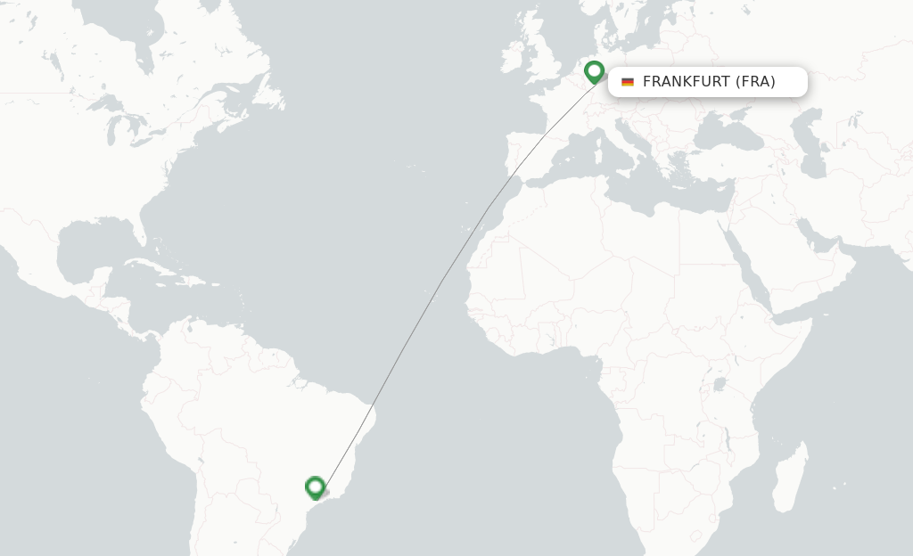Route map with flights from Frankfurt with LATAM