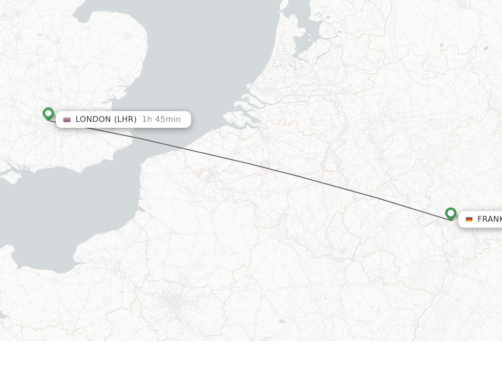 Flights from Frankfurt to London route map