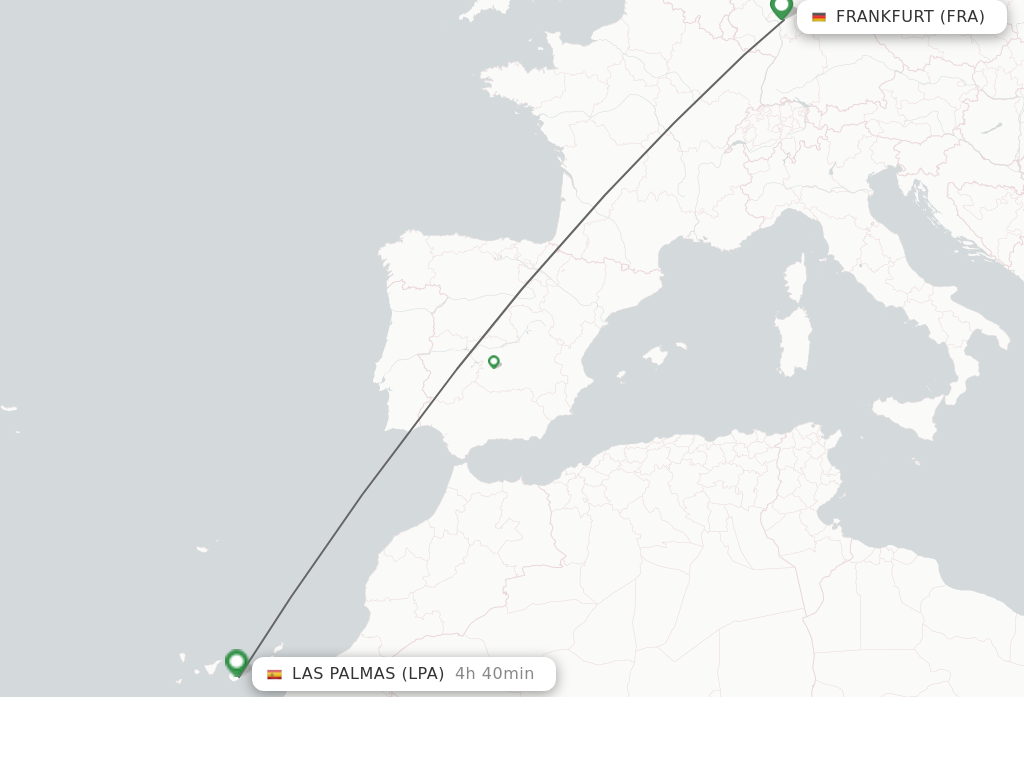 Flights from Frankfurt to Las Palmas route map