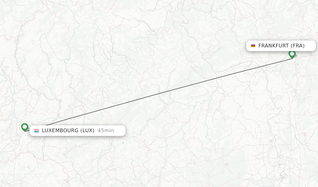 Flights from Frankfurt to Luxembourg route map