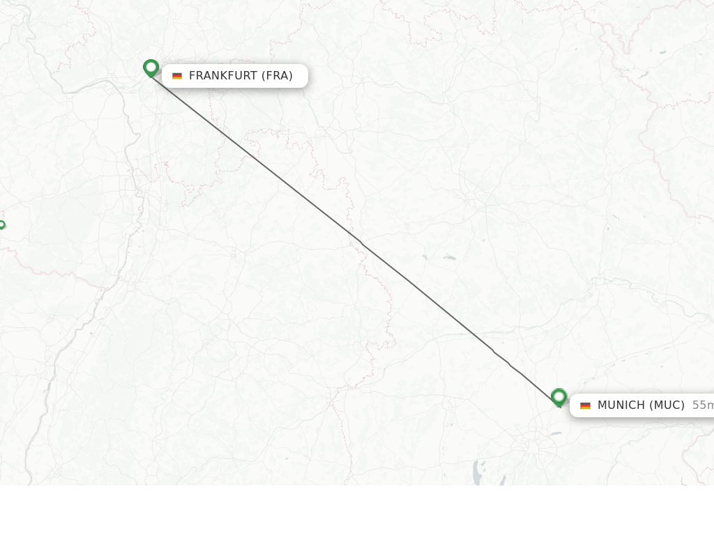 Flights from Frankfurt to Munich route map