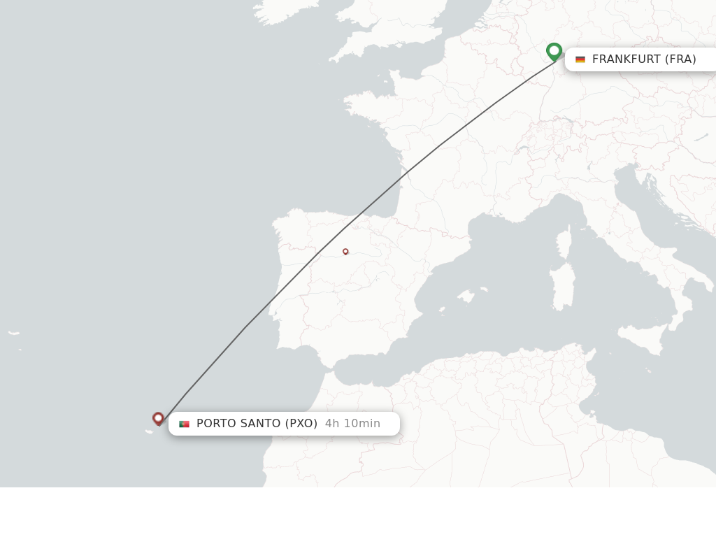 Flights from Frankfurt to Porto Santo (Madeira) route map