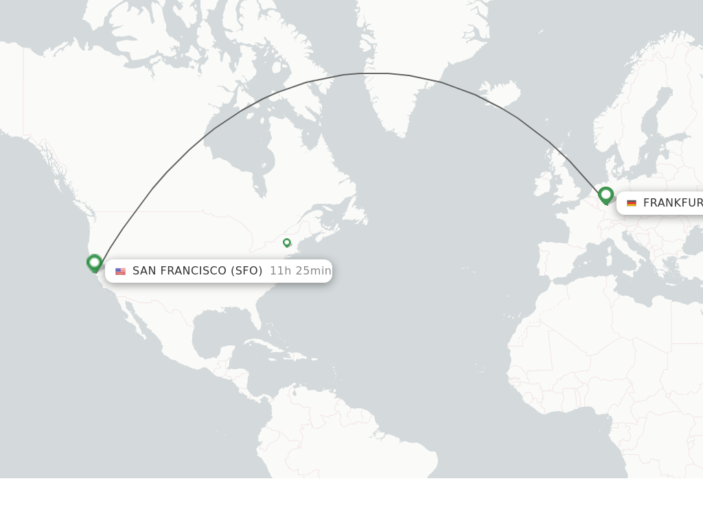 Flights from Frankfurt to San Francisco route map
