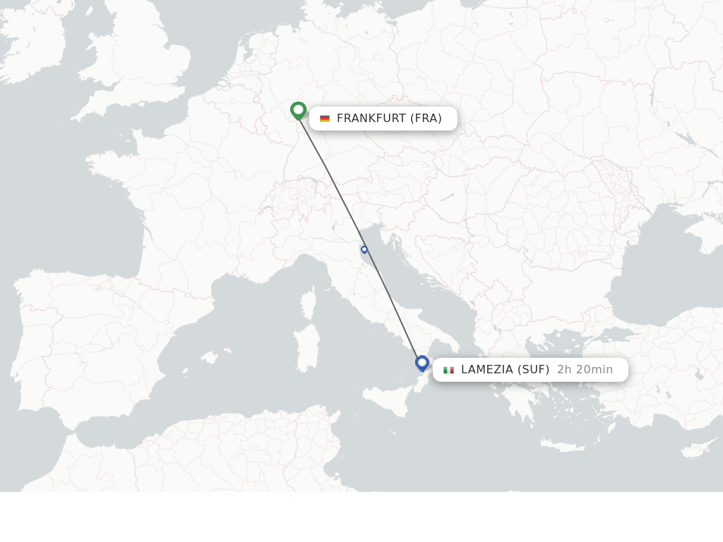 Flights from Frankfurt to Lamezia-Terme route map