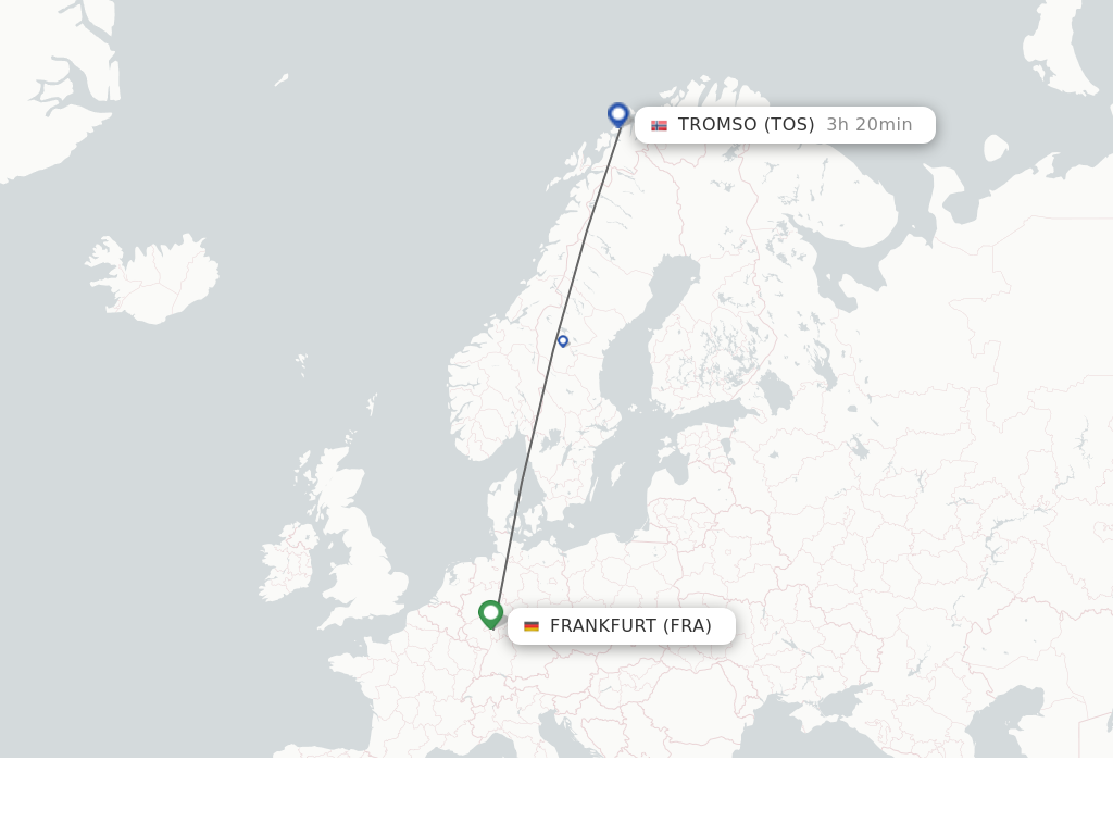 Flights from Tromso to Frankfurt route map