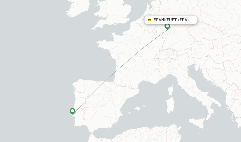 Route map with flights from Frankfurt with TAP