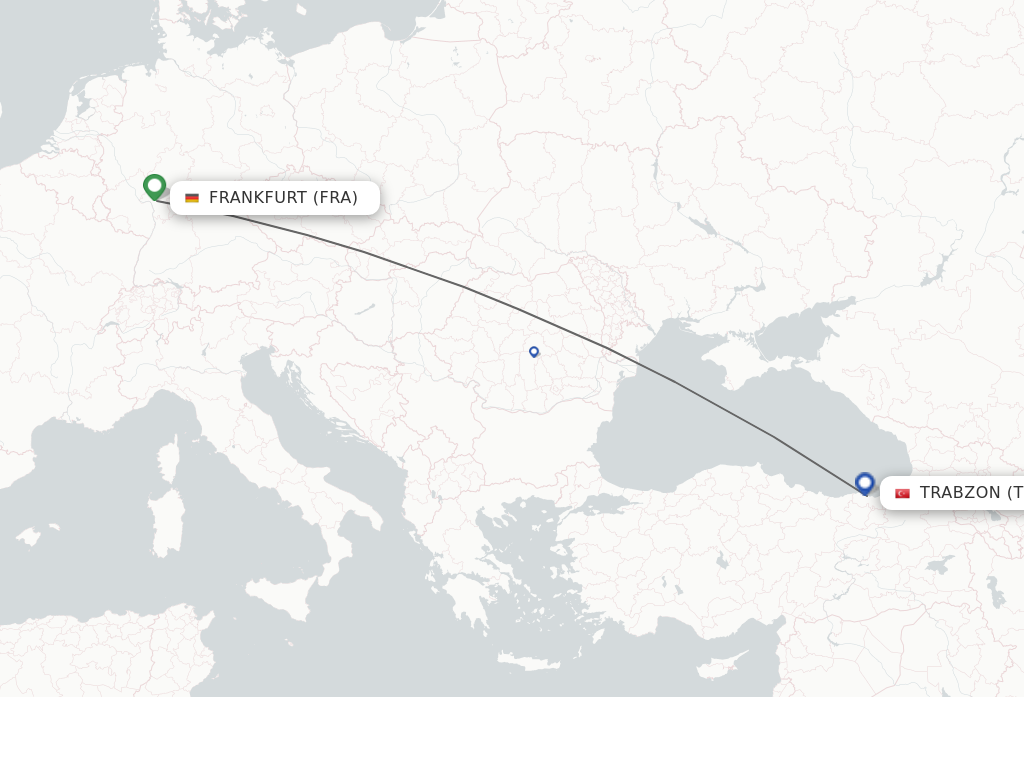 Flights from Trabzon to Frankfurt route map