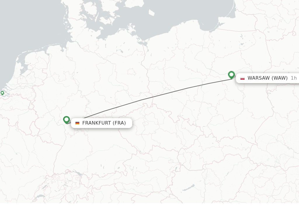 Flights from Frankfurt to Warsaw route map
