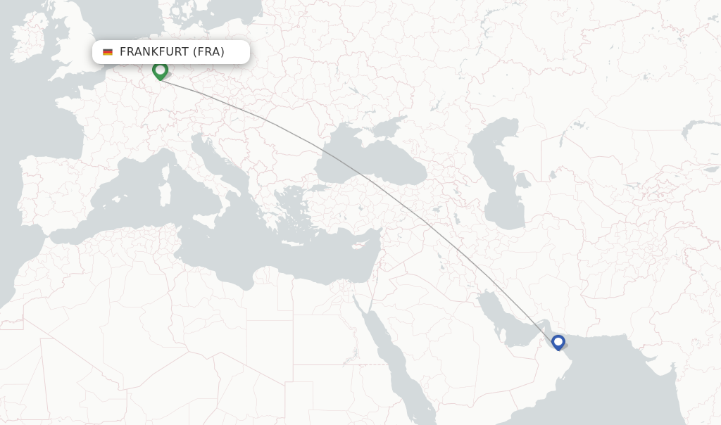 Route map with flights from Frankfurt with Oman Air