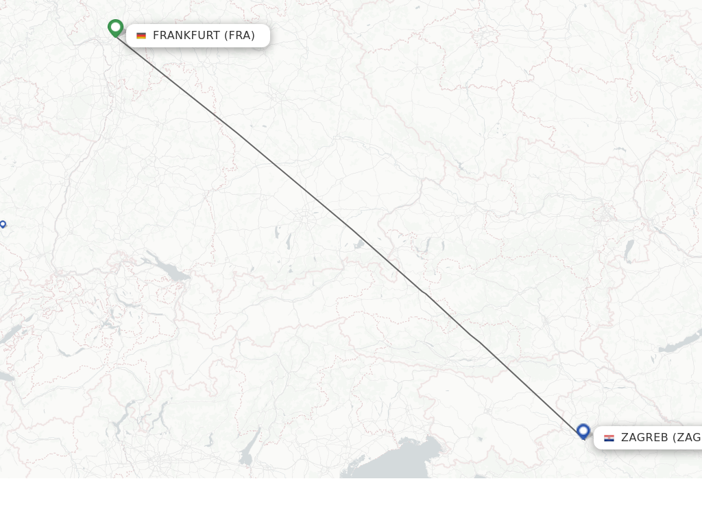 Flights from Zagreb to Frankfurt route map