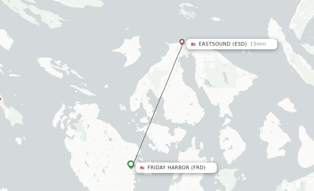 Flights from Friday Harbor to Eastsound route map