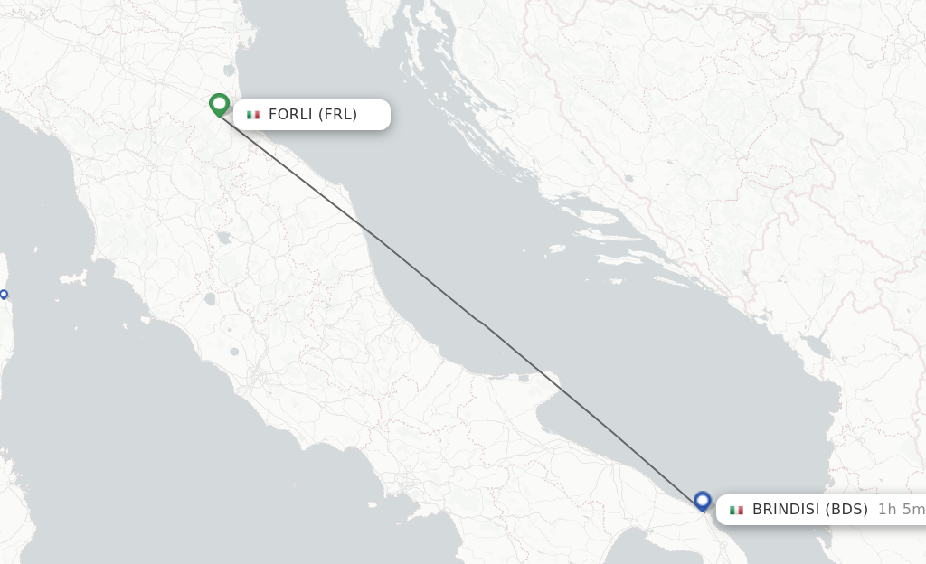 Flights from Forli to Brindisi route map