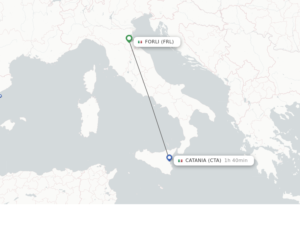 Flights from Forli to Catania route map