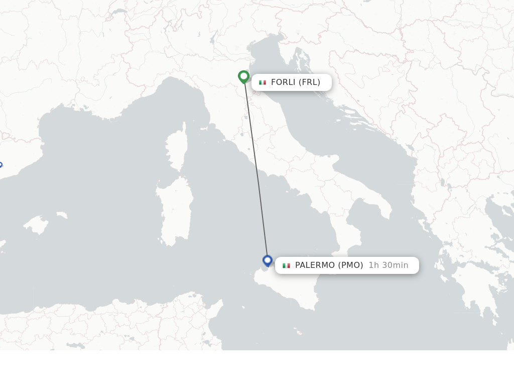 Flights from Forli to Palermo route map