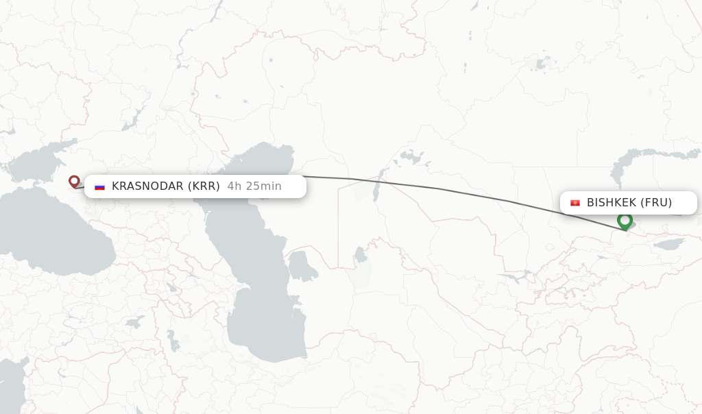 Flights from Bishkek to Krasnodar route map