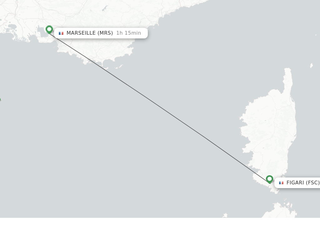 Flights from Marseille to Figari route map