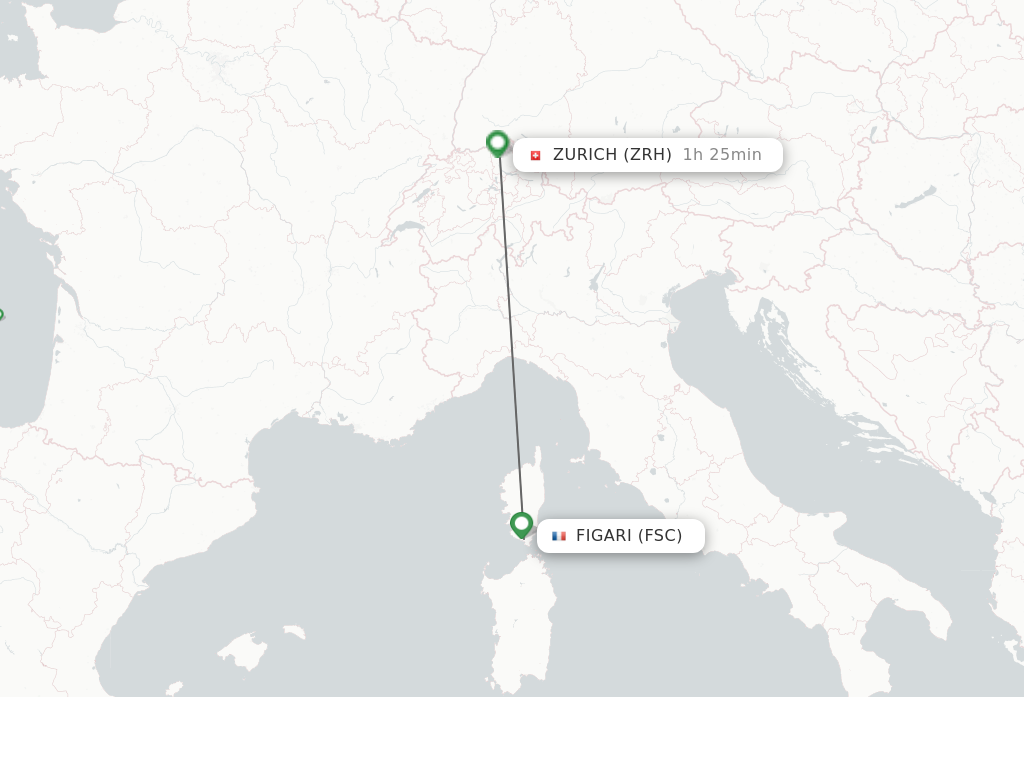 Flights from Figari to Zurich route map