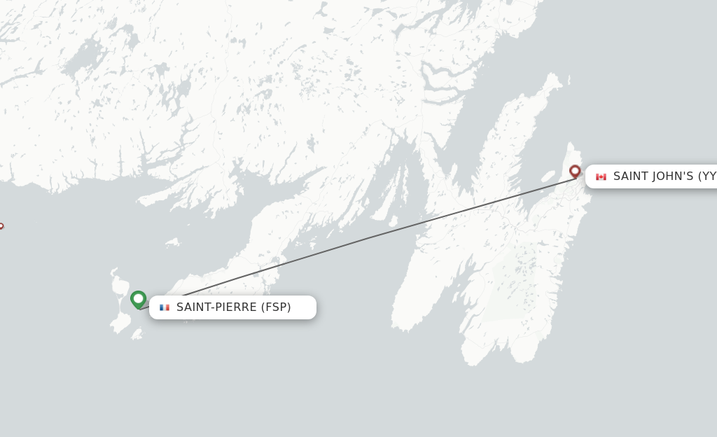 Flights from Saint-Pierre to Saint John's route map