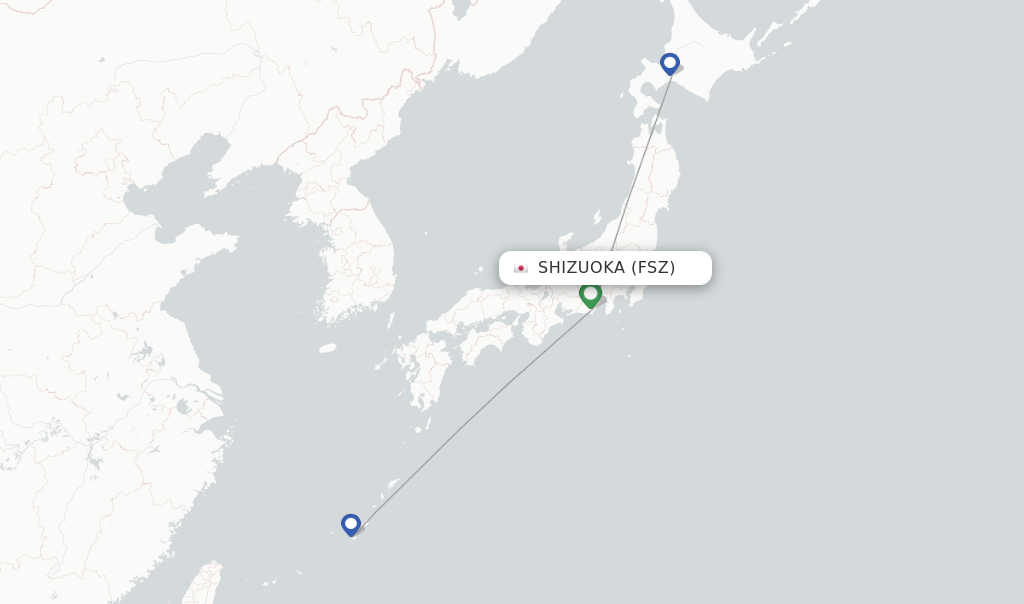 Route map with flights from Shizuoka with ANA