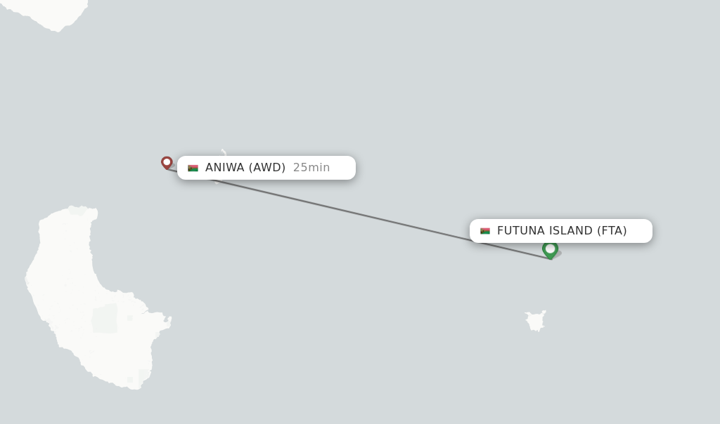 Flights from Futuna Island to Aniwa route map