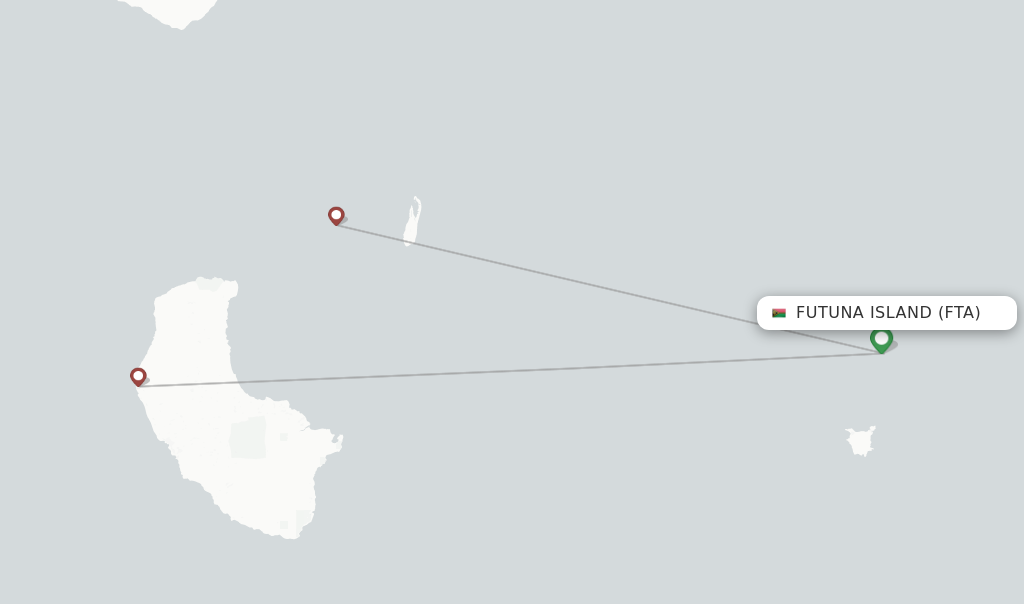 Route map with flights from Futuna Island with Air Vanuatu