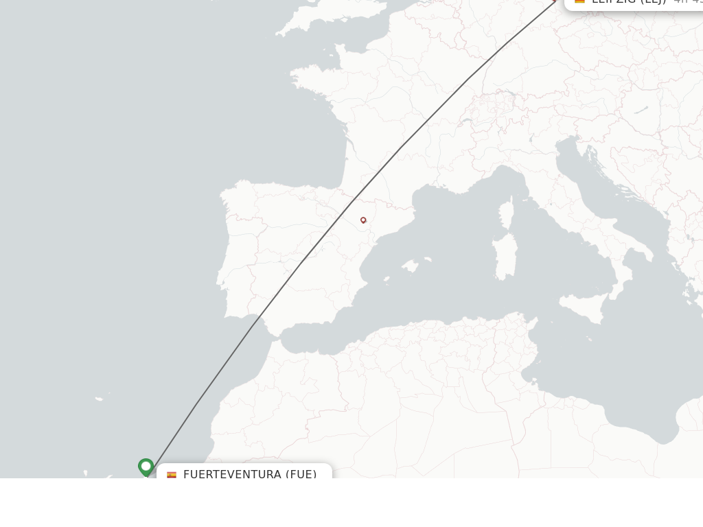 Flights from Fuerteventura to Leipzig route map