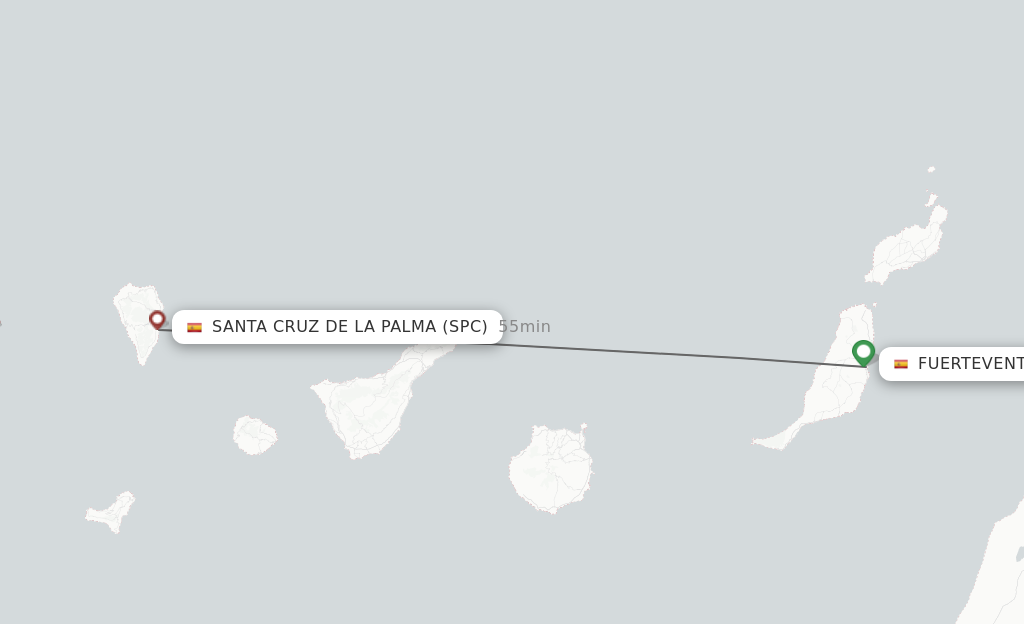 Flights from Puerto del Rosario to Santa Cruz De La Palma route map