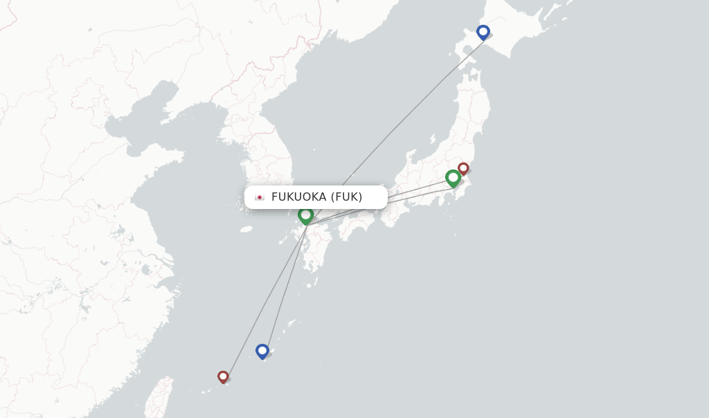 Route map with flights from Fukuoka with Skymark Airlines