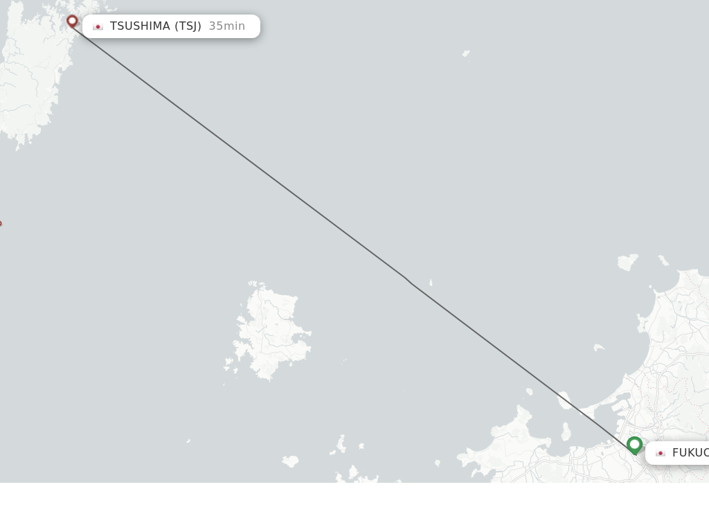 Flights from Tsushima to Fukuoka route map