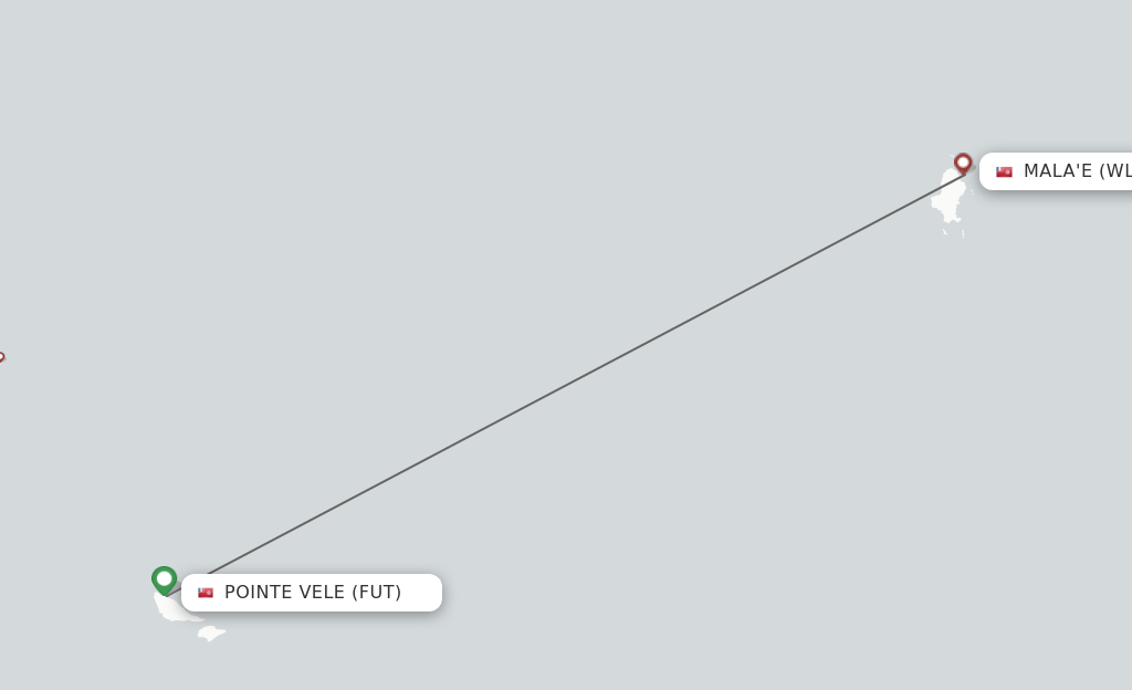 Flights from Futuna Island to Wallis Island route map