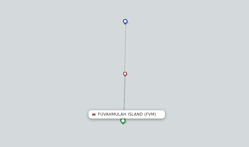 Route map with flights from Fuvahmulah Island with Maldivian