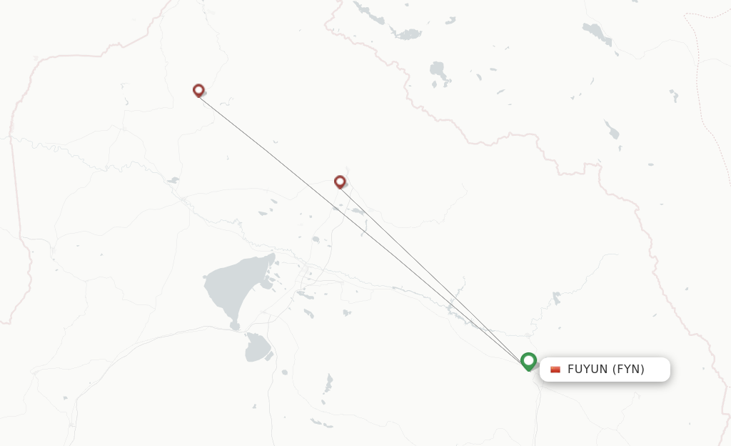 Route map with flights from Fuyun with Joy Air