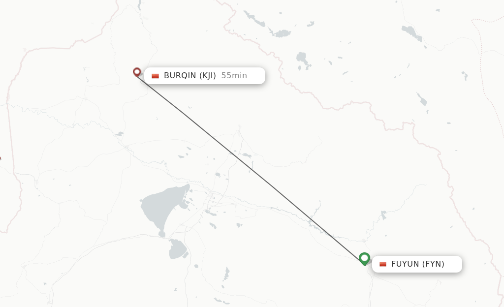 Flights from Fuyun to Buerjin route map