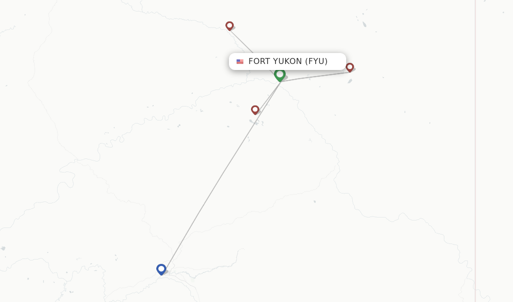 Route map with flights from Fort Yukon with Astral Aviation