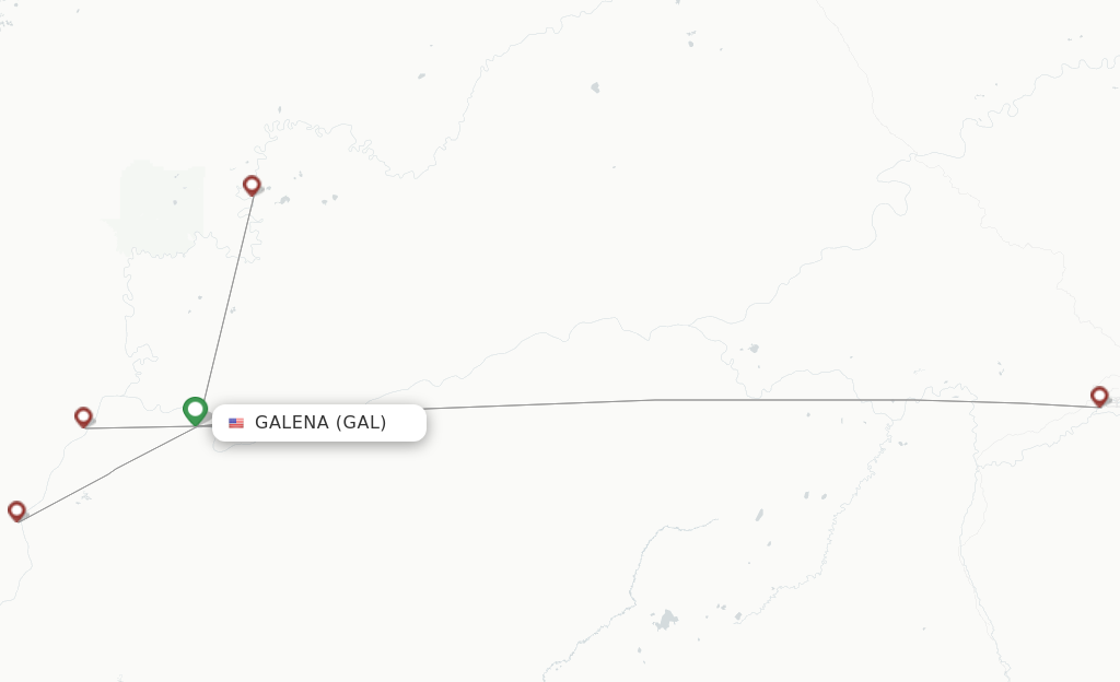 Route map with flights from Galena with Astral Aviation