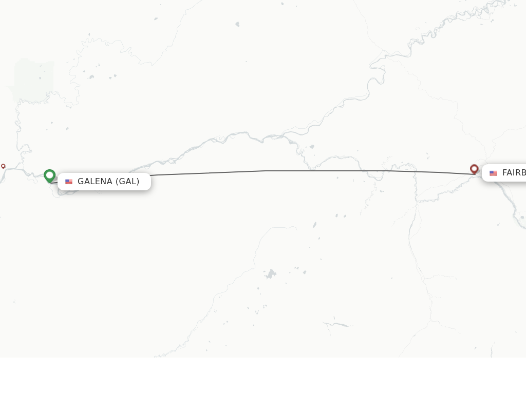 Flights from Galena to Fairbanks route map