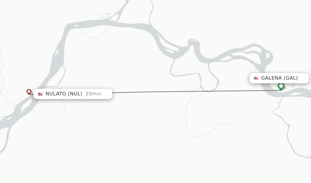 Flights from Galena to Nulato route map