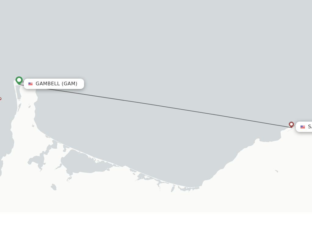 Flights from Gambell to Savoonga route map