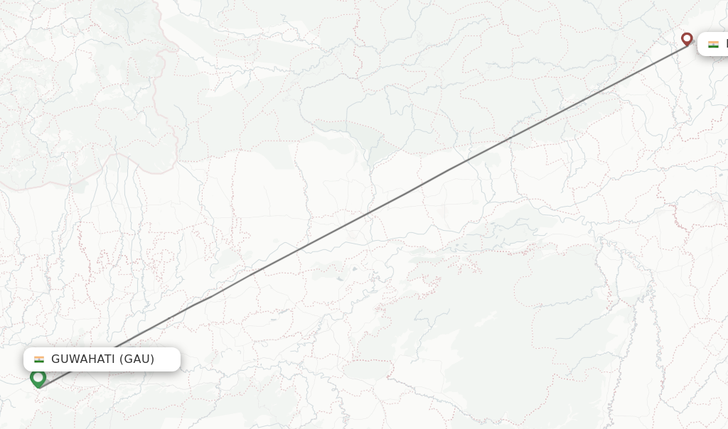 Flights from Guwahati to Lilabari route map