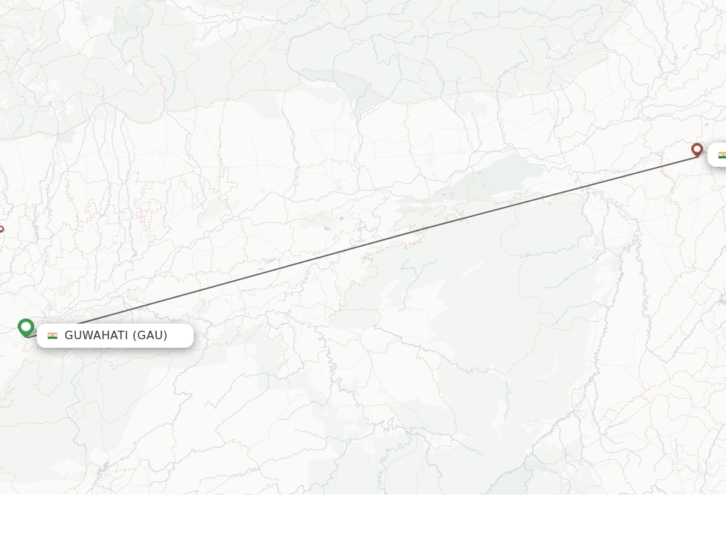 Flights from Guwahati to Jorhat route map