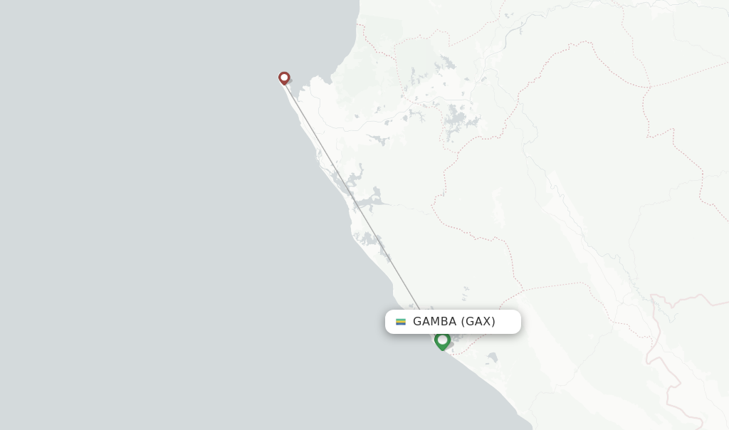 Route map with flights from Gamba with Afrijet