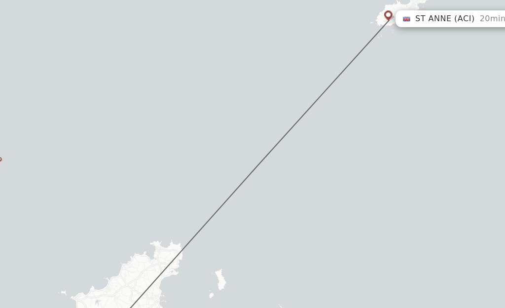 Flights from Guernsey to Alderney route map