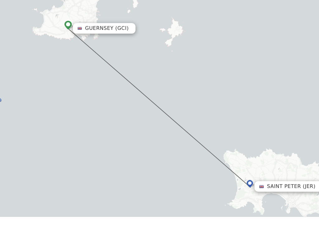 Flights from Guernsey to Jersey route map