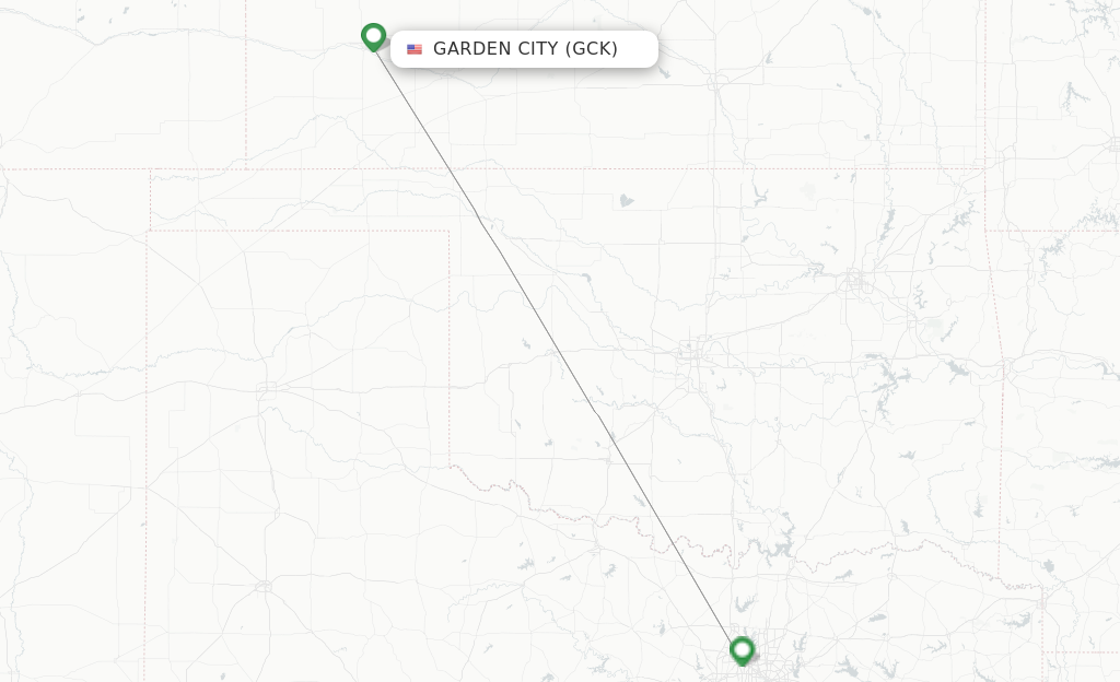 Route map with flights from Garden City with American Airlines