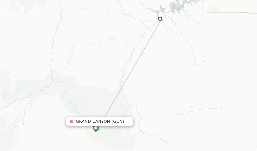 Route map with flights from Grand Canyon with Papillon Airways