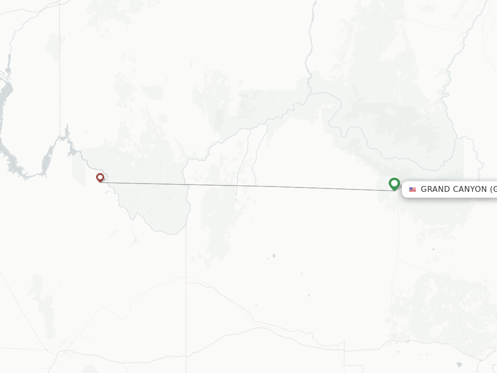 Flights from Grand Canyon to Page route map