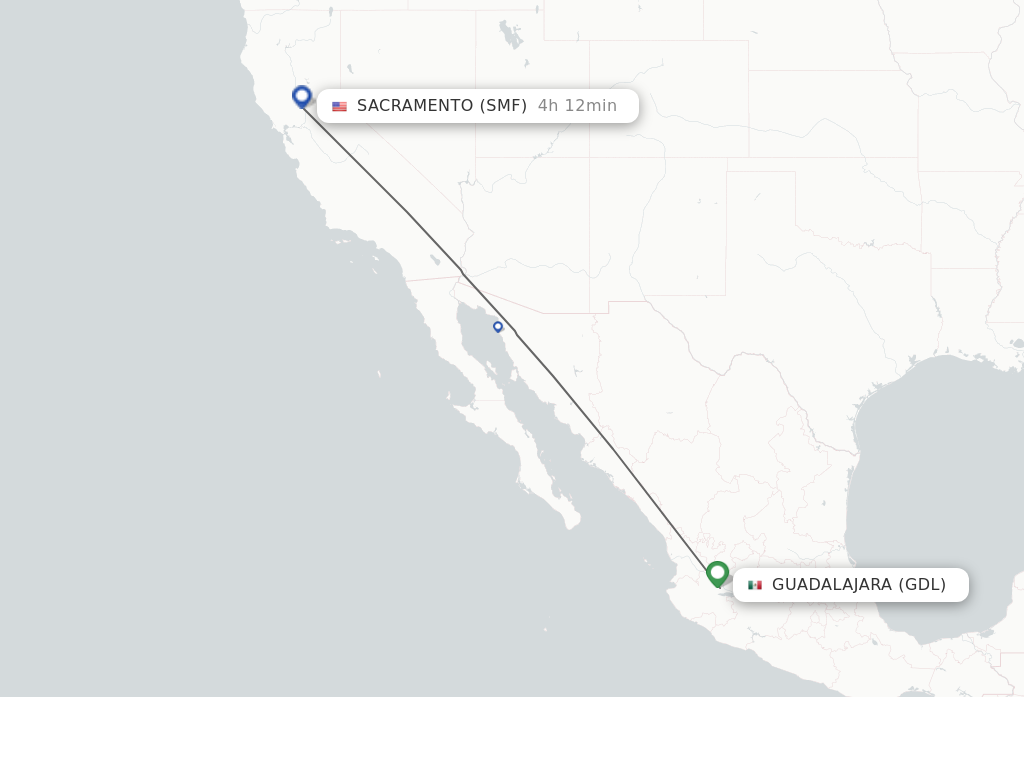 Direct (non-stop) flights from Guadalajara to Sacramento - schedules