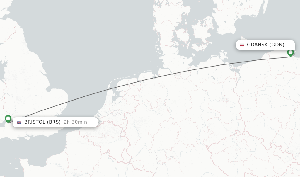 Direct (non-stop) flights from Gdansk to Bristol - schedules